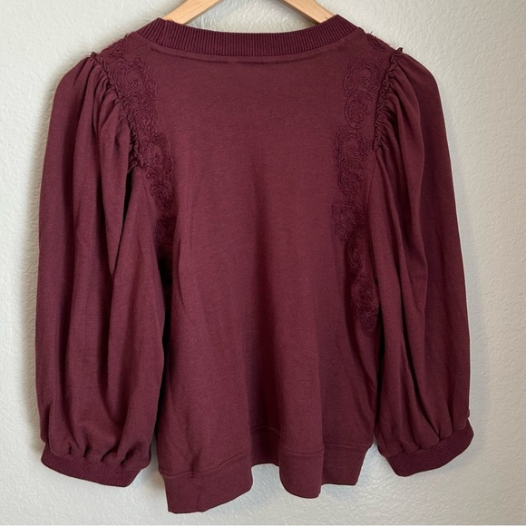 NWT, Splendid Woman’s Beatrice Crew Neck Puff Sleeve Embroidery Pullover, Small - Picture 4 of 7